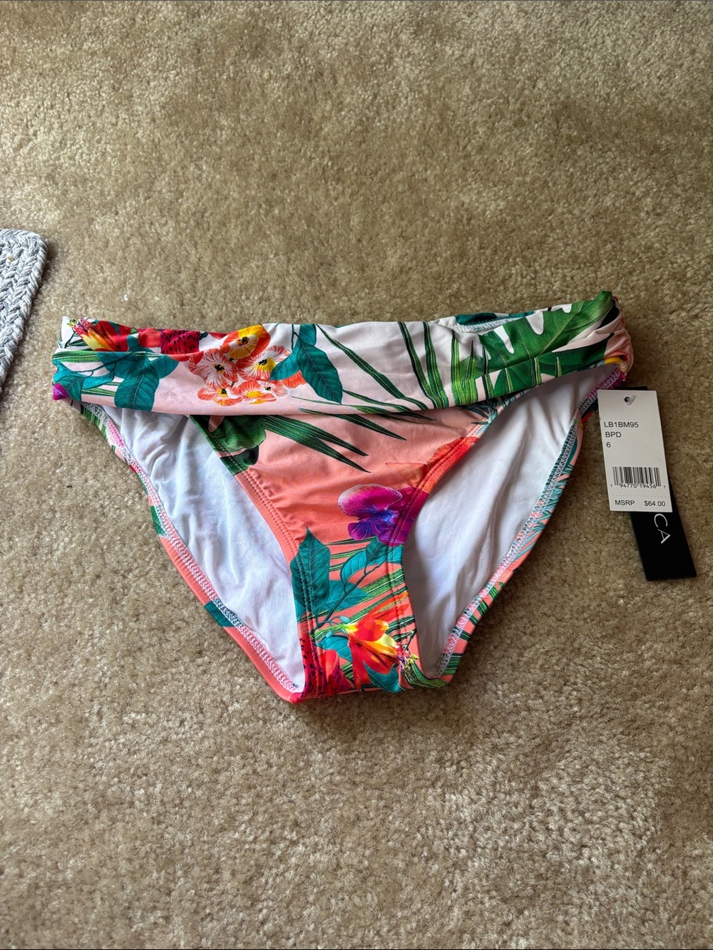 Women’s Tropical Floral Bikini Bottoms - Peach Multi